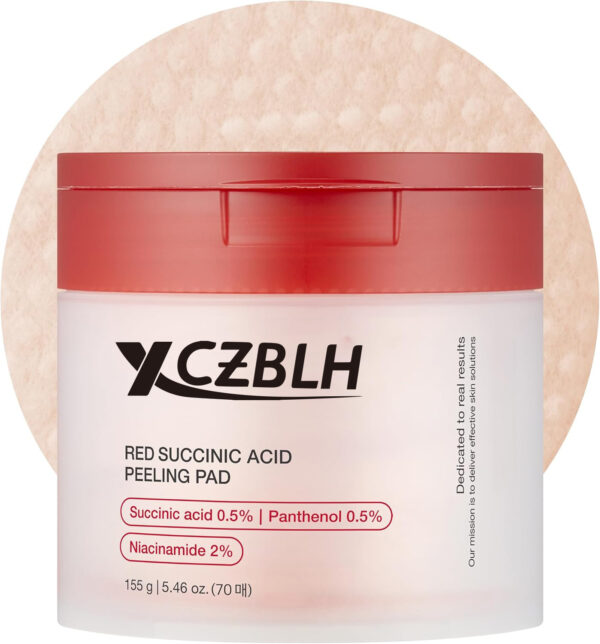 OEM/ODM Red Succinic Acid Panthenol Facial Peeling Pads - Exfoliating Toner Pads for Breakout-Prone Skin with Niacinamide, AHA, BHA, and Soothing Panthenol - Non-Comedogenic