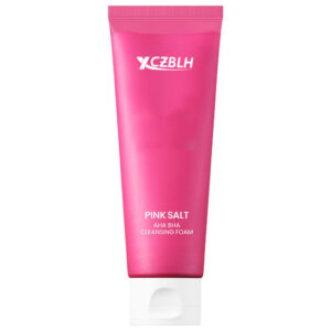 OEM/ODM Pink Salt AHA BHA Cleansing Foam 120ml with enriched pink salt and vegan AHA/BHA