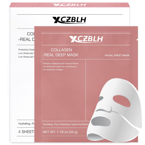 OEM/ODM Collagen Real Deep Mask, Hydrating Overnight Hydrogel Mask, Pore Minimizing, Elasticity Improvement, 34g x4ea