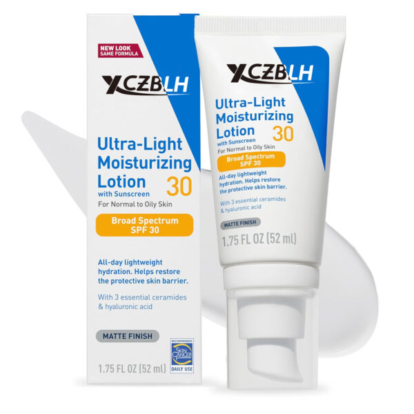 OEM/ODM Ultra-Light Moisturizing Lotion With SPF 30, Daily Face Moisturizer with SPF, Formulated with Hyaluronic Acid & Ceramides, Broad Spectrum SPF, Oil Free, Matte Finish, 1.7 Ounce