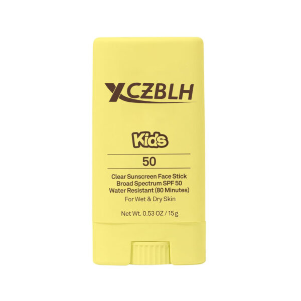 OEM/ODM Kids SPF 50 Clear Face Stick Sunscreen - Wet or Dry Skin Application Broad Spectrum Sunscreen with Vitamin E - Hawaii 104 Act Compliant (Without Octinoxate & Oxybenzone) - Travel Size 0.53 oz
