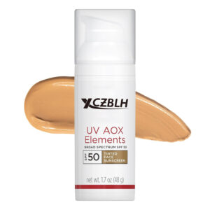 OEM/ODM UV AOX Elements Tinted Mineral Face Sunscreen Lotion, Tinted Moisturizer for Face SPF 50 with Antioxidants, For Dry Sensitive Skin 1.7 oz Pump