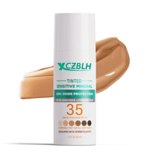 OEM/ODM Sun Tinted Sensitive Mineral Face Sunscreen Lotion SPF 35, Non-Comedogenic Mineral Sunscreen with Gentle Zinc Oxide Protection for Sensitive Skin, 1.7 Fl Oz Bottle