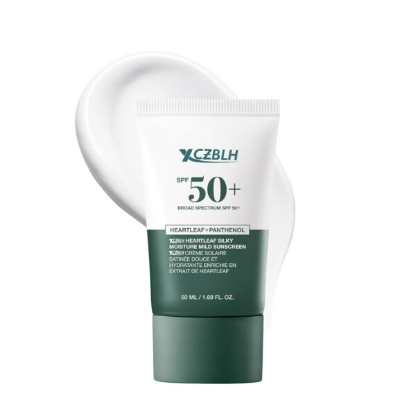 OEM/ODM Heartleaf Silky Moisture Mild Sunscreen, Broad Spectrum SPF 50+ with Moisturizing Formula, Lightweight Korean Sunscreen, Natural finish, Vegan, korean skin care 50ml / 1.69 fl. oz.